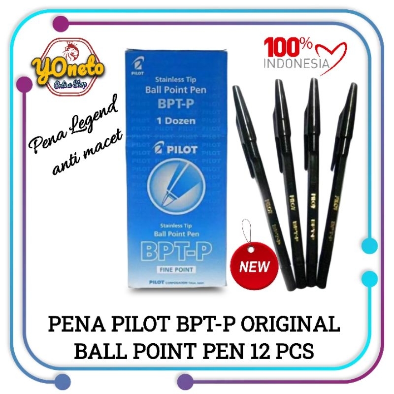 

Pena Ball Point PILOT BPT-P Original (1 Kotak / 12PCS )⚫