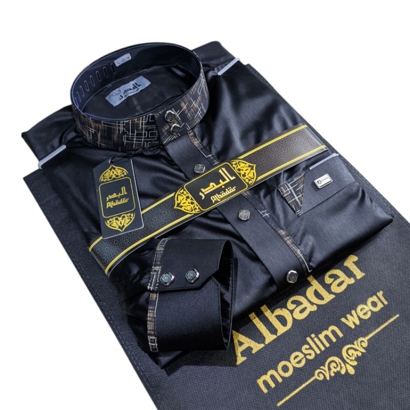 TERBARU Jubah Albadar Polyester Kombinasi lengan manset Motif keren Jubah Pria Gamis Dewasa Jubah Al