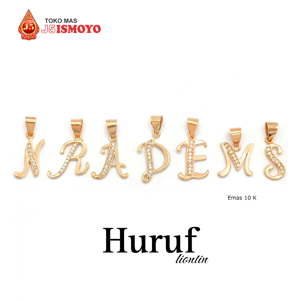 Liontin Emas Huruf Latin Model Simple J5 Ismoyo