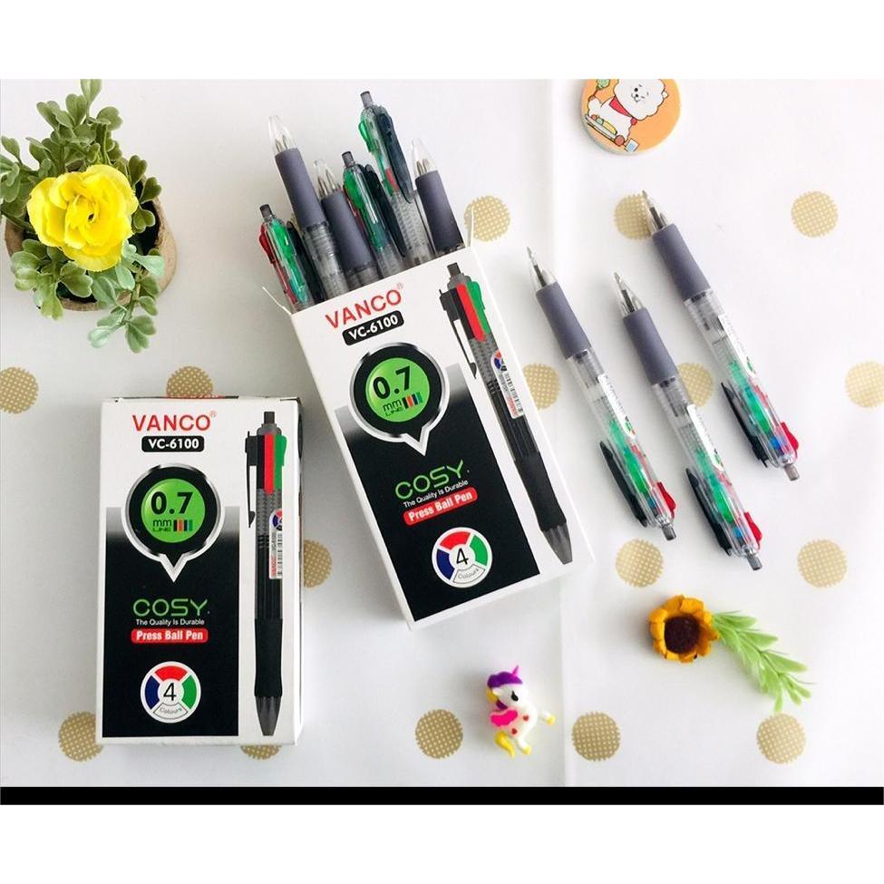 

[ 1 PAK ] Pulpen / Bolpoin / Bolpen / Pen Cetek 4 Warna Vanco 0,7mm Isi 12 Pcs