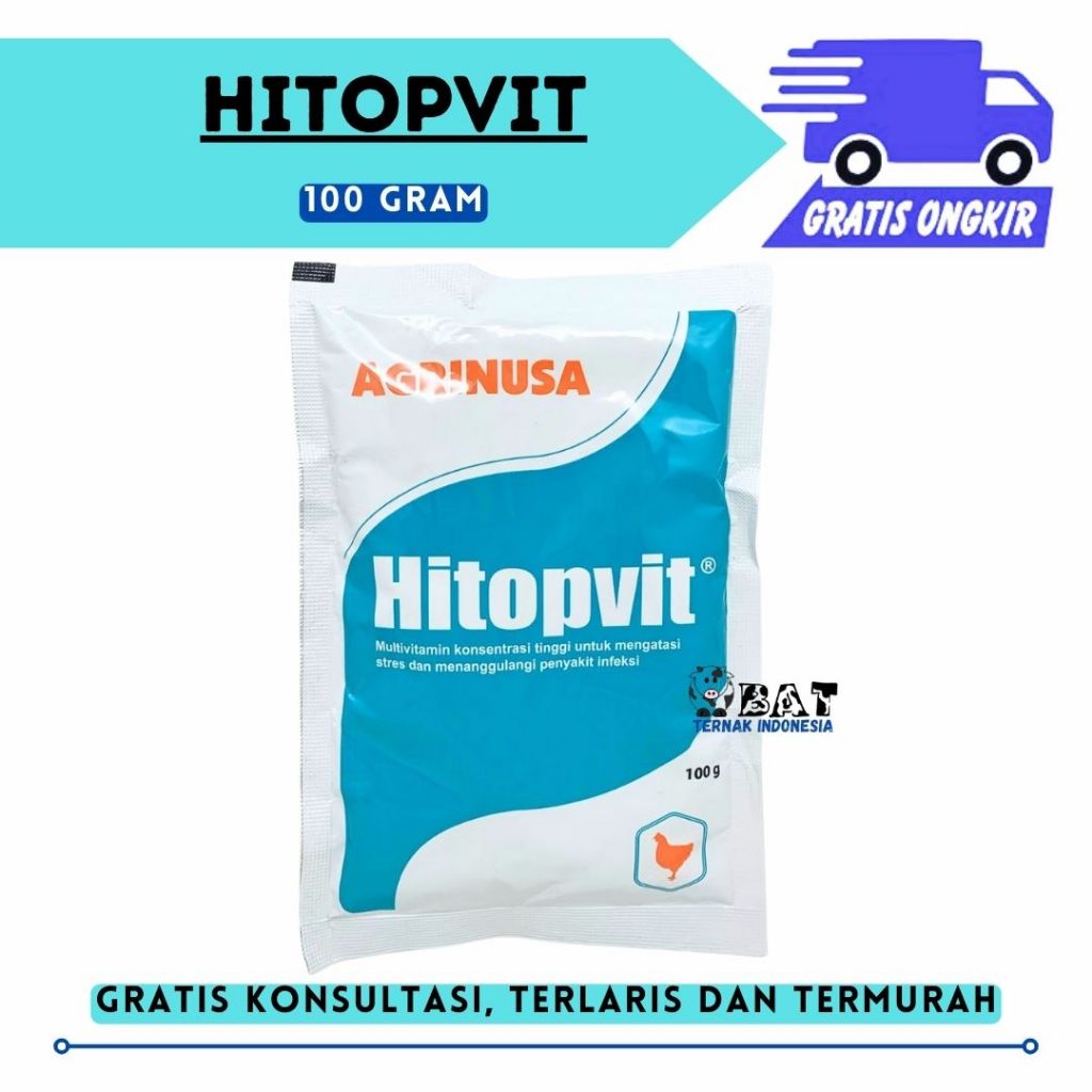 HITOPVIT 100 GRAM - Multivitamin Konsentrasi Tinggi Unggas Ayam Bebek Puyuh
