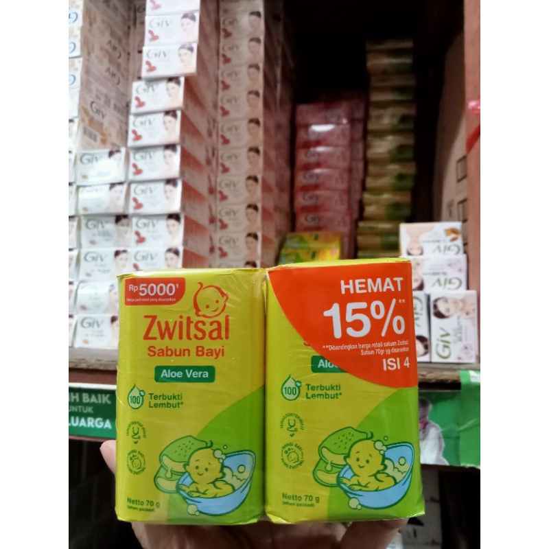 Paket Zwitsal Baby Soap Aloe Vera 70gr (4pcs) - Sabun Batang Zwitsal
