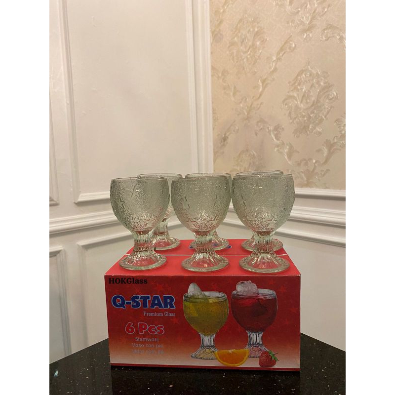 Gelas Piala Bintang Q-STAR Set isi 6 Pcs | Gelas Piala Kaca | Gelas Souvenir