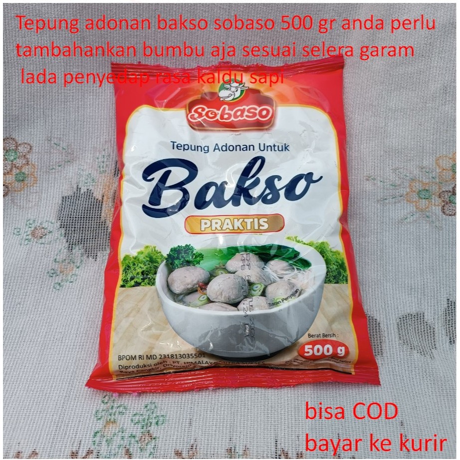 

Tepung adonan bakso sobaso 500 gr anda perlu tambahankan bumbu aja sesuai selera garam lada penyedap rasa kaldu sapi