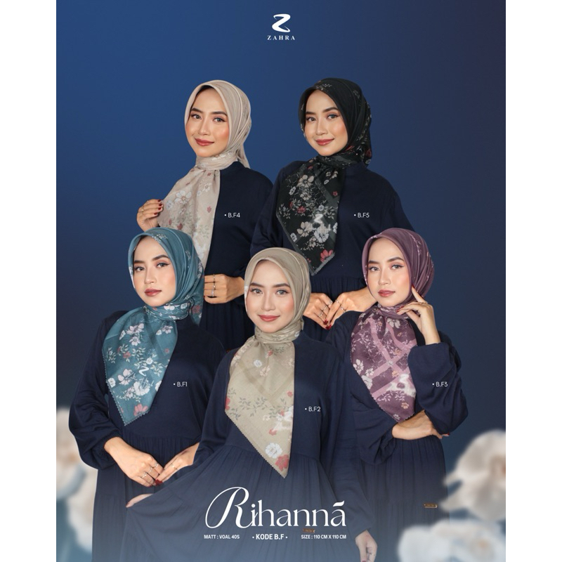 Zahra Hijab - Rihanna Series (Segi Empat Motif) Hijab Seragam