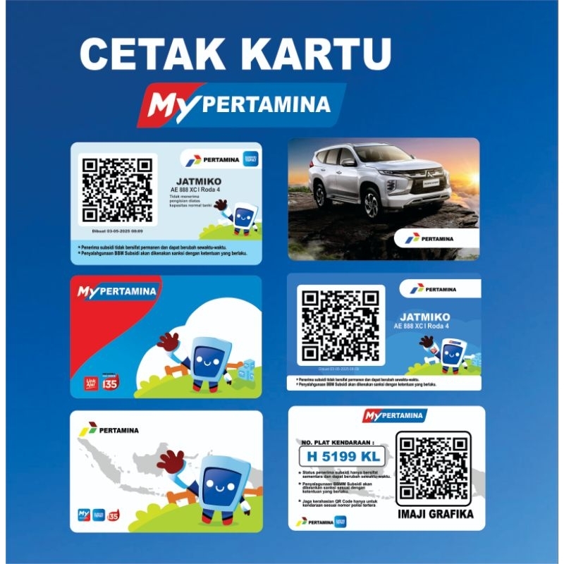 

Kartu my pertamina Bahan PVC Card Sehari jadi Tebal