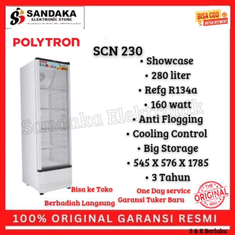 SHOWCASE POLYTRON SCN 280 - PENDINGIN MINUMAN 4 RAK HANDLE SERIES NEW