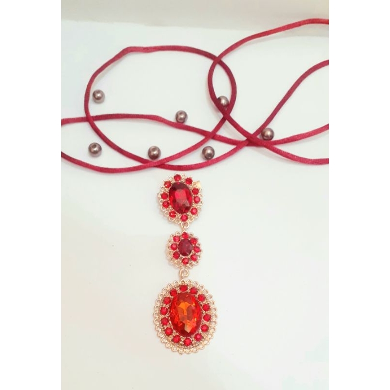 Bros Dagu Permata Batu Warna-Warni / Bros Dagu Juntai / Bros Hijab warna Emas Cantik Mewah Murah