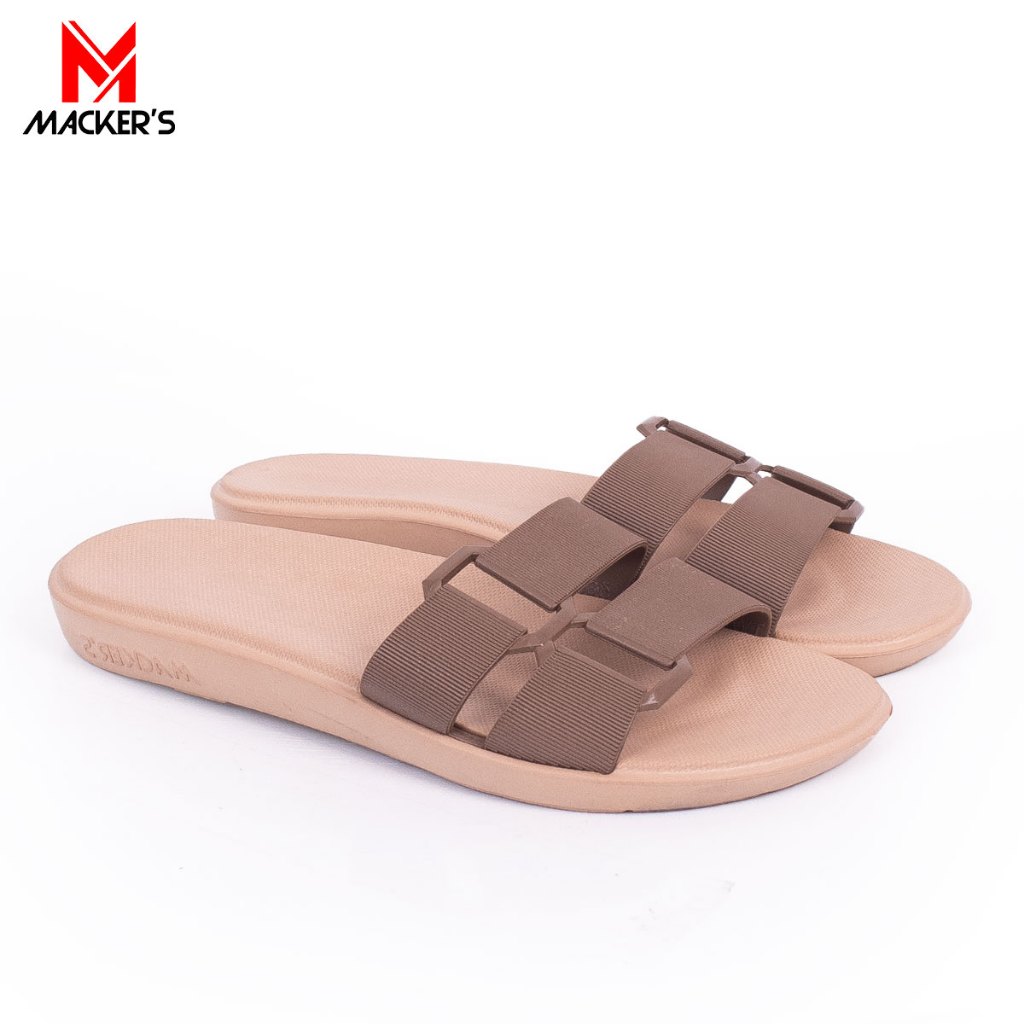 [MACKER'S] 2303 Sandal Slop Wanita Polos Double Strap Sandal Wanita Ringan Empuk Bahan Karet