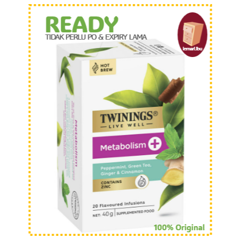 

Twinings Live Well Metabolism + Zinc Tea Bag | 20 pack/Teh Twinings - 100% Original