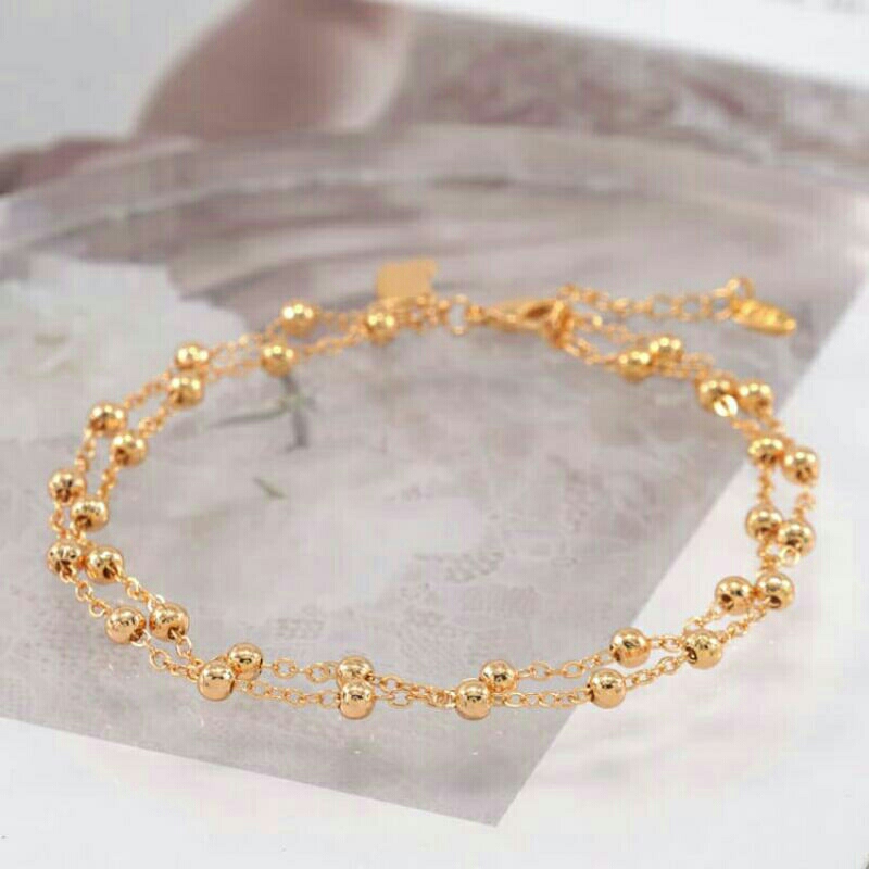 BISA COD GELANG KAKI DEWASA/GELANG KAKI KOREA/GELANG KAKI FASHION/GELANG KAKI EMAS/GELANG KAKI DUA L