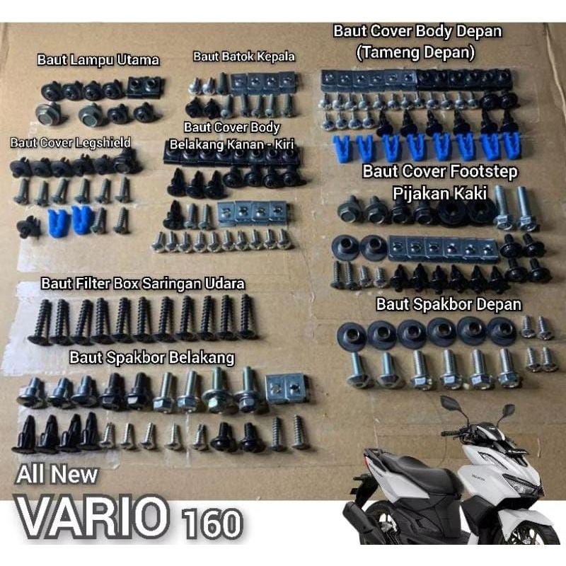 Baut Lengkap Fullset Bodi Honda All New Vario 160 / Baut Fullset Body Honda All New Vario 160