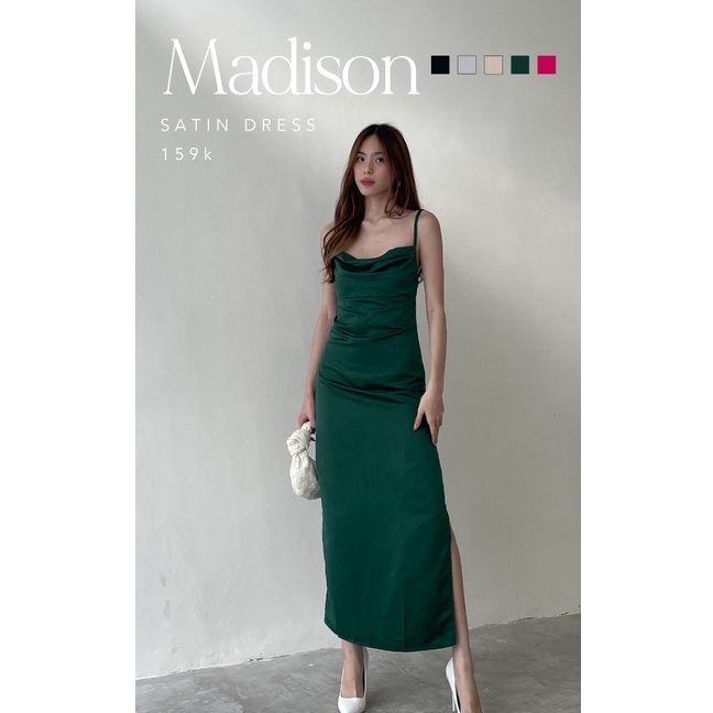 Madison Satin Dress  Ocha Wear Dress Pesta Satin Backless Slit Party Dress Dress Kondangan Midi Dres