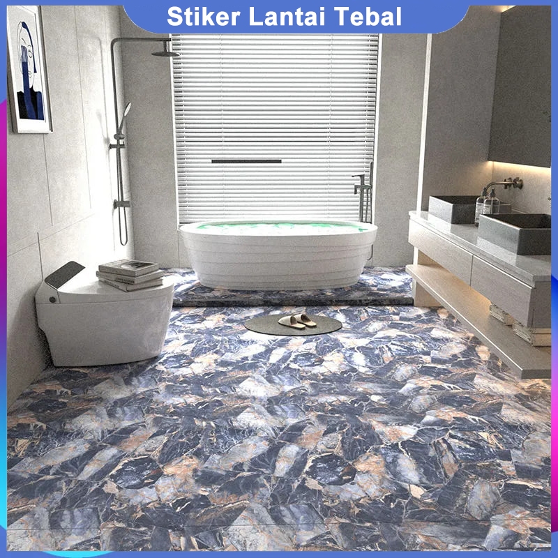 Sticker Lantai Keramik Marmer PVC Perekat Sendiri Stickers Kamar Mandi Anti Air Dapur Tahan Minyak T