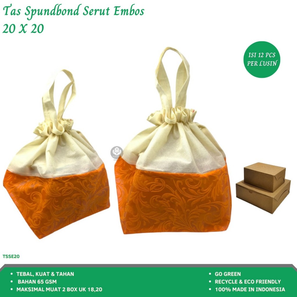 

Tas Spunbond Tas Kain Goodie Bag 20x20 Kantung (Isi 12 Pcs-Tsse20)