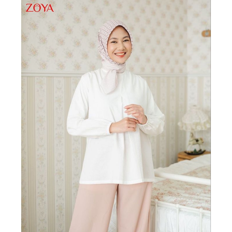 Zoya Tunik Putih Atasan Muslim Wanita Karina Blouse