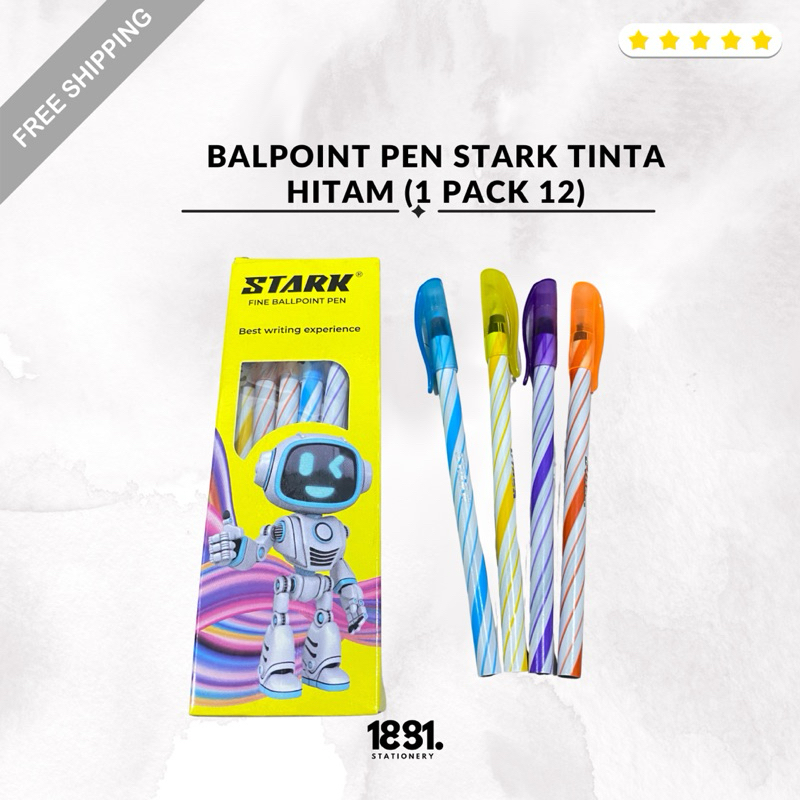 

Stark Ballpoint Pen Tinta Hitam 1 Pack 12 (0,7) | Pulpen Hitam Merk Stark