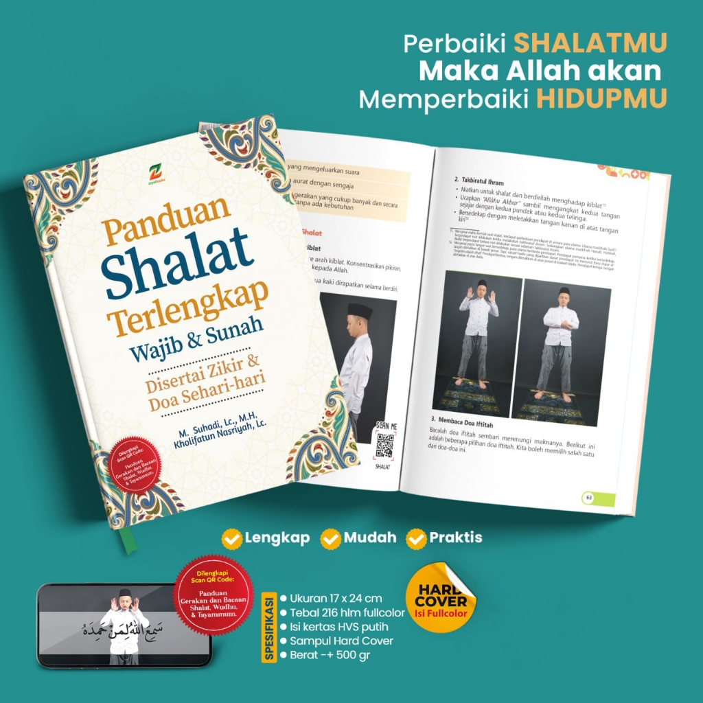 Panduan Sholat Terlengkap Wajib dan Sunnah  Disertai Zikir dan Doa Sehari-Hari Bergambar Full Colour