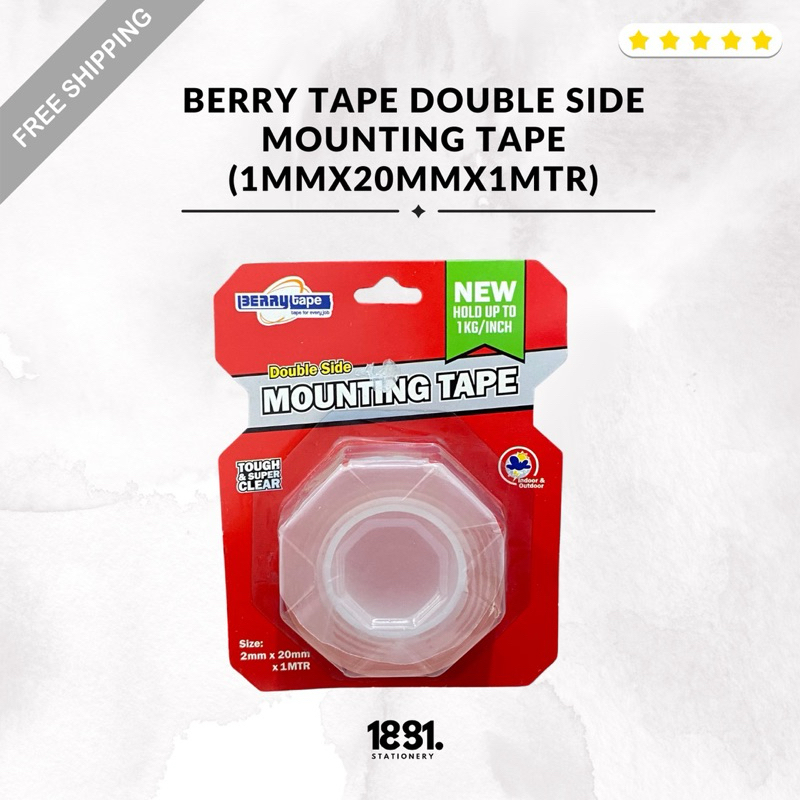 

Berry Tape Mounting Tape Double Side ( 12 mm x 20 mm x 1 mtr )