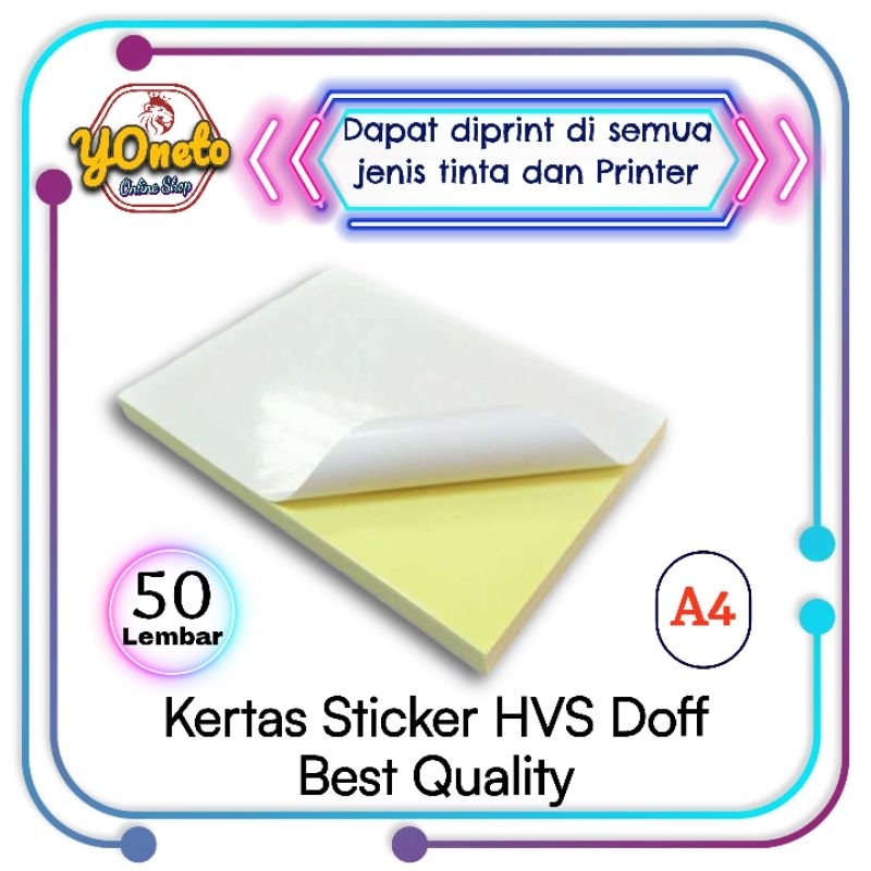 

Kertas Sticker HVS Doff A4 ( 50 Lembar )
