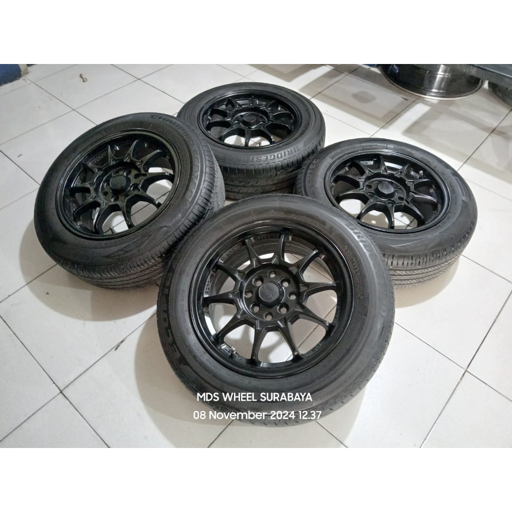 VELG MOBIL BEKAS HSR BOROKO SRD R15X6,5 8X100/114 ET42 BLK +BAN GT(2) BS(2) 185 65 R15 COCOK UNTUK A