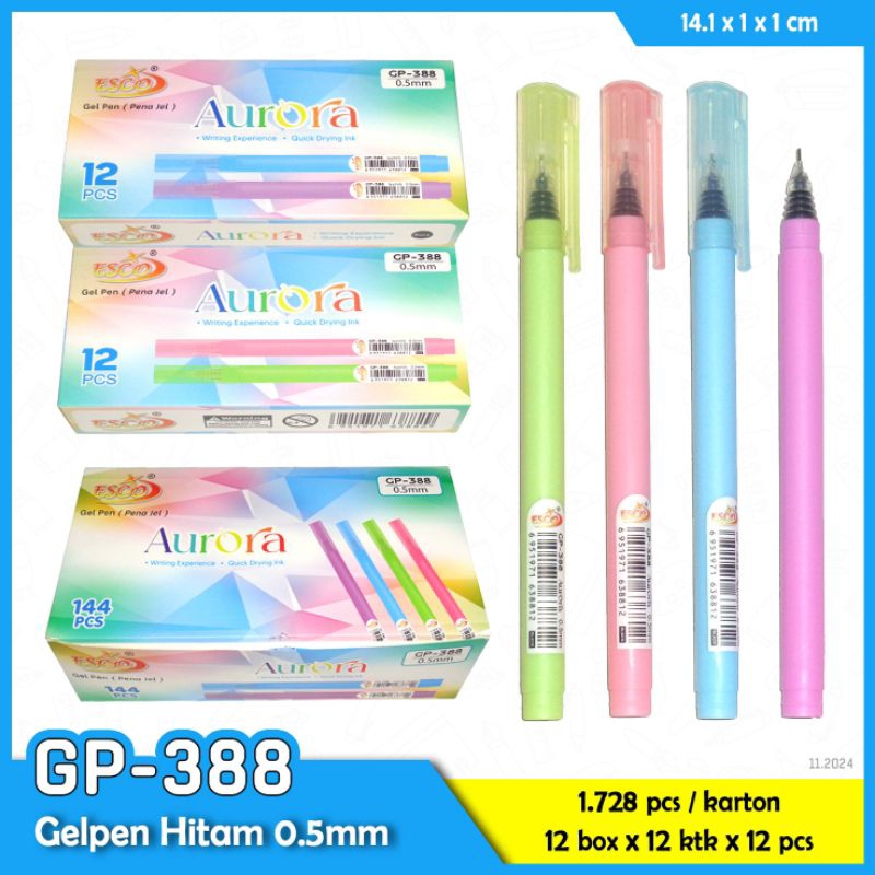 

Pulpen Gel 0,5mm GP-388 AURORA (12pc)