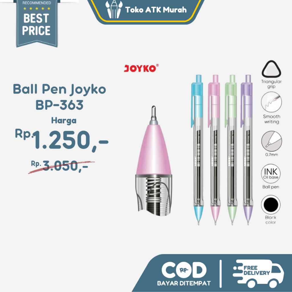 

Ball Pen Joyko BP-363 Vokus Trans PTL 0.7 mm Pulpen Pena