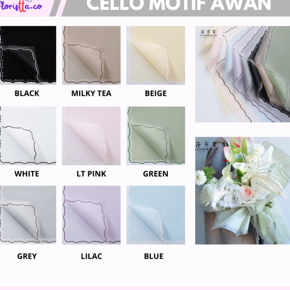 

Model Cantik Pack Kertas Cellophane Motif Awan isi 2 lembarkertas buket murah
