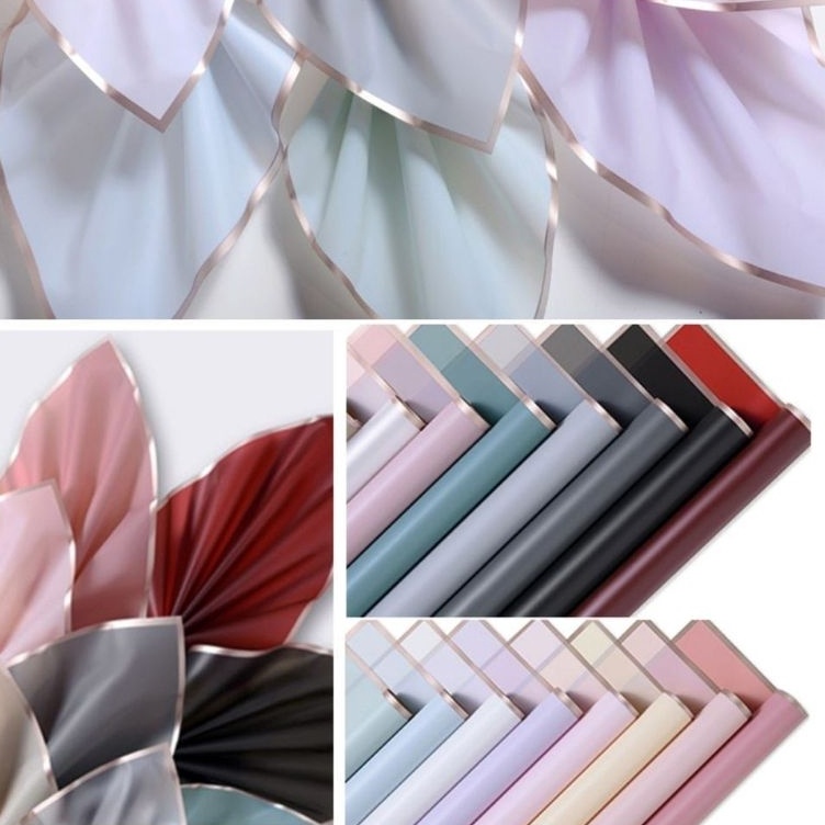 

Super Promosi 1 Pack Kertas Buket Cellophane Frame Gold