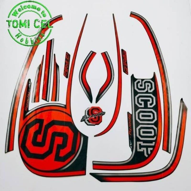 Striping List Body Honda Scoopy Fi 2014-2016 Merah Hitam