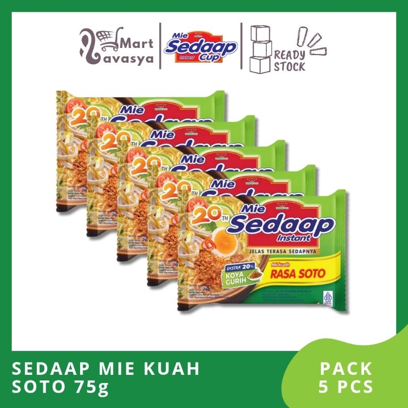 

SEDAAP MIE KUAH SOTO MIE 75g - 1 PACK (5PCS) - KOTA BANDUNG - LAVASYA MART