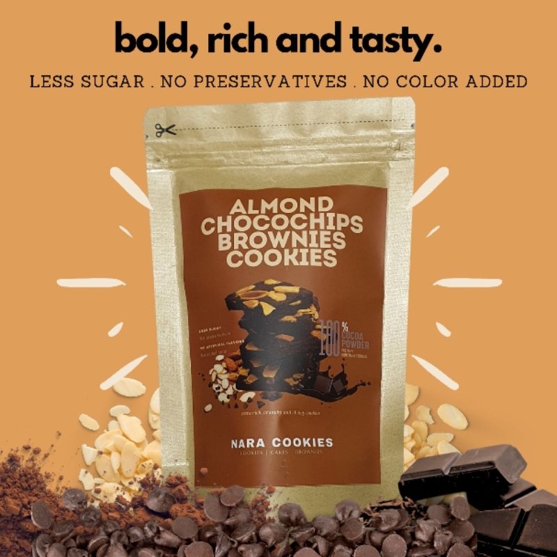 

Almond Dark Chocohips Brownies Cookies | Crunchy