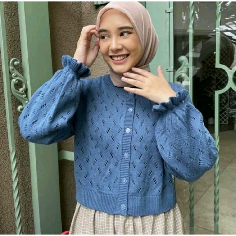 KARDIGAN POPPY RAJUT WANITA/ KARDINGAN MOTIF RAJUT