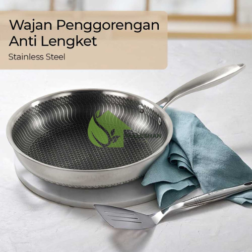 Frying Pan Wajan Teflon Stainles Jumbo Besar Penggorengan Telor Ceplok Ayam Goreng Alat Masak Serbag