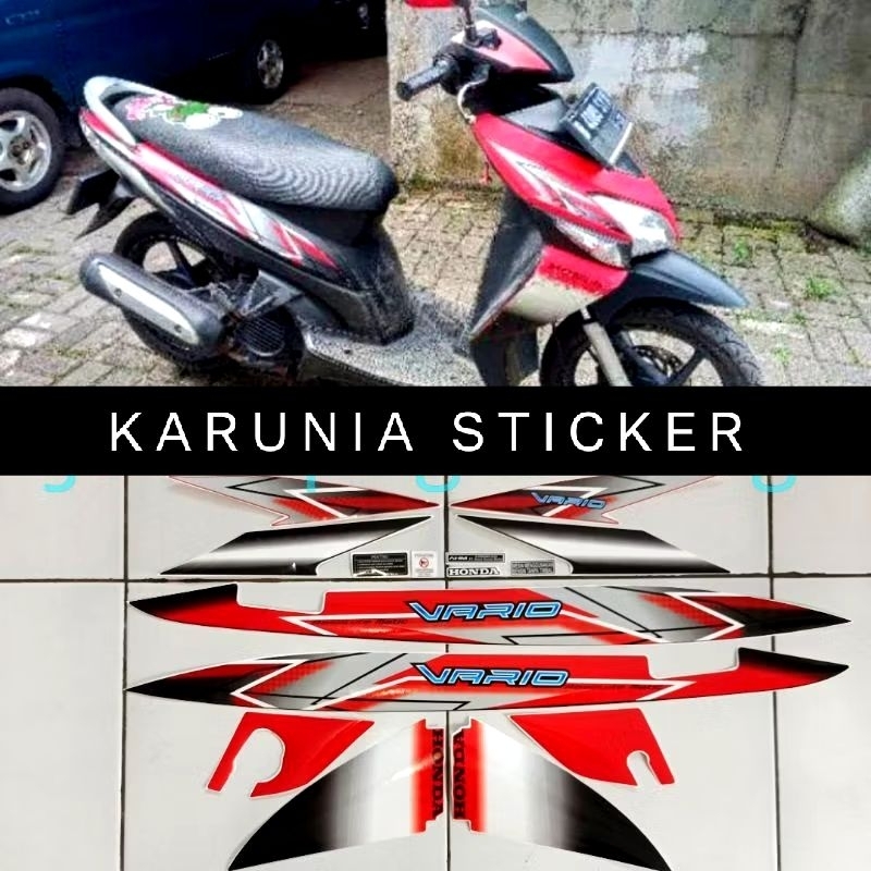 Striping lis sticker standar honda vario 110 karbu 2006 merah hitam stiker vario karbu 110 merah hit