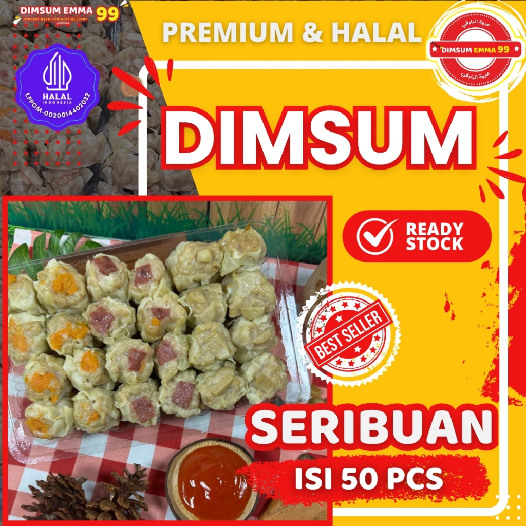 

Dimsum Seribuan Frozen isi 50 pcs Gratis Saos Merah Toping MIX Halal & Kemasan Thinwall