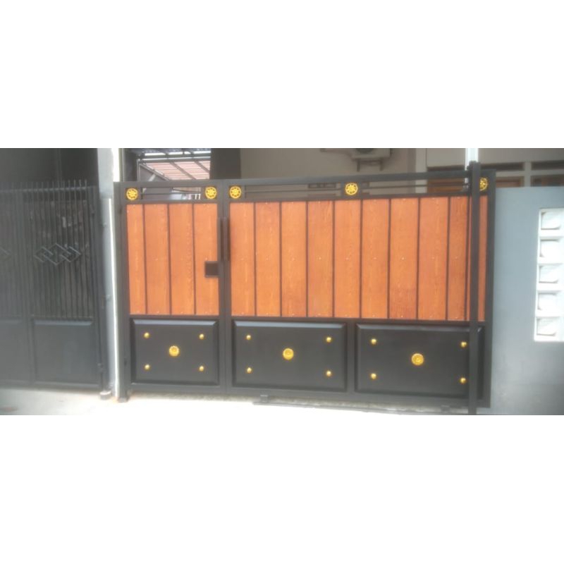 pagar minimalis grc woodplank kombinasi plat