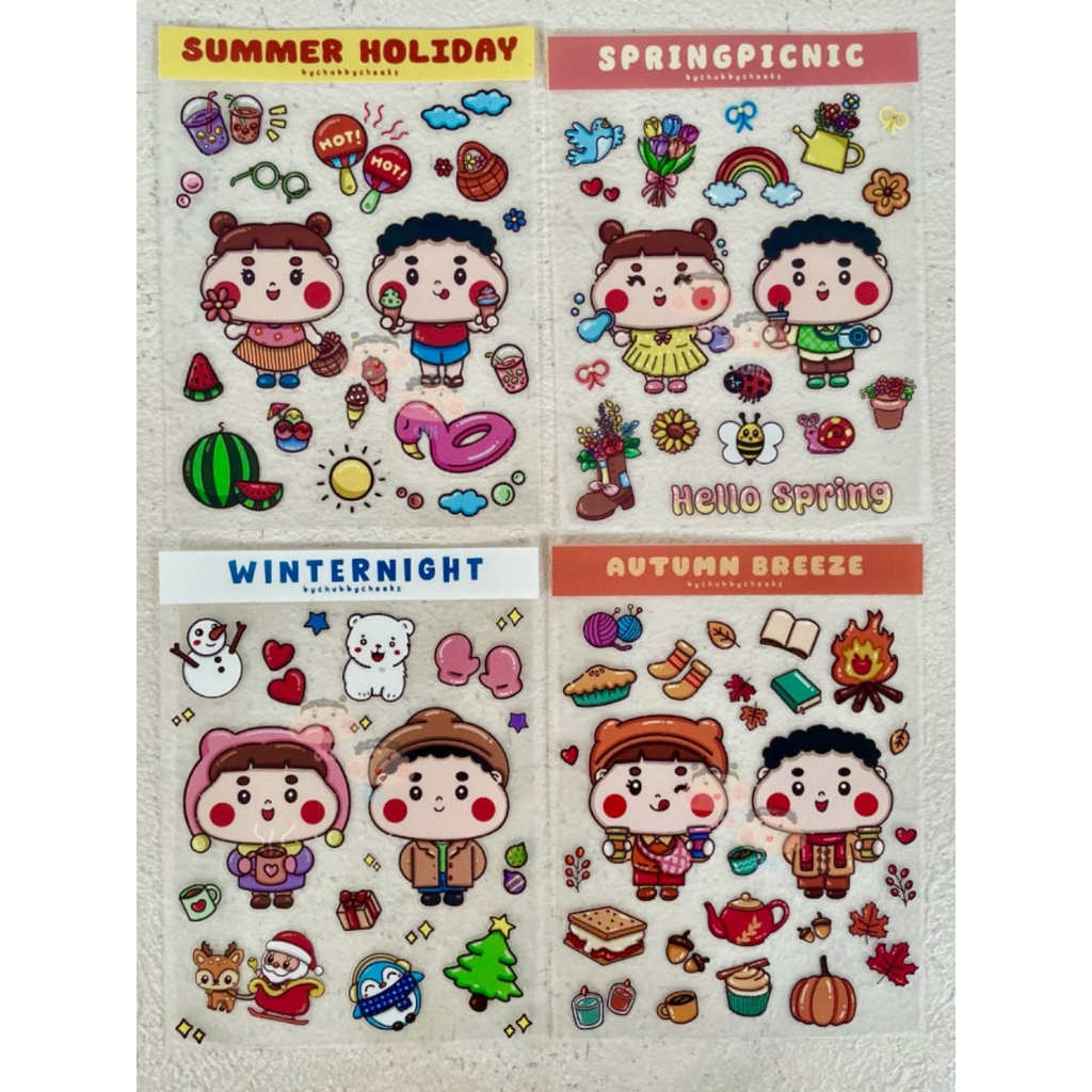 

Sticker VINYL TRANSPARAN SUPER CLEAR tahan air tahan sinar matahari tahan gores dan tahan minyak bychubbycheeks Season musim Summer Winter Spring Autumn original desain chubbycheeks