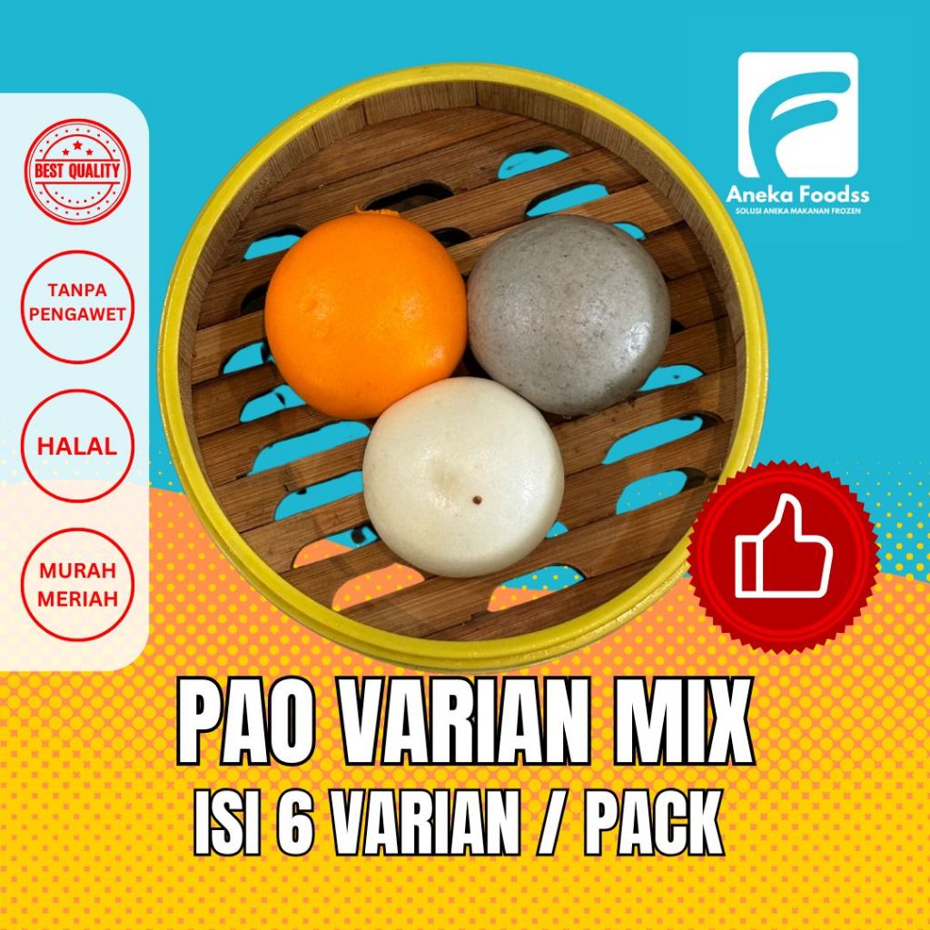 

DIMSUM FROZEN PAO MIX PREMIUM MURAH FROZEN HALAL ISI 6 VARIAN /PCS