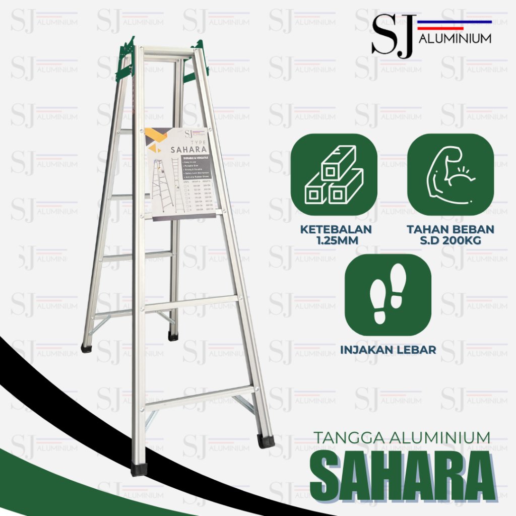 TANGGA SAHARA - Tangga Lipat Aluminium - Tangga Aluminium / Aluminium Ladder - JUMBO Hijau 1,5 M / 1