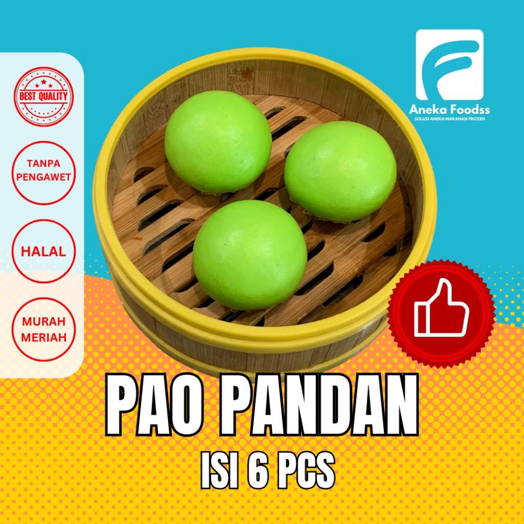 

DIMSUM FROZEN PAO PANDAN PREMIUM MURAH FROZEN HALAL ISI 6 PCS