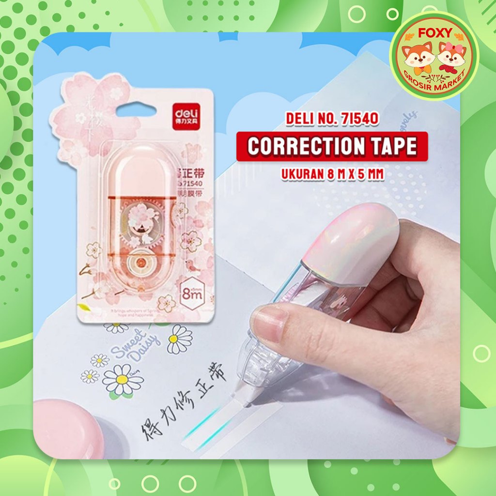 

Correction Tape Deli / Tip Ex Kertas 8 m Design Sakura 71540 Pink Colour