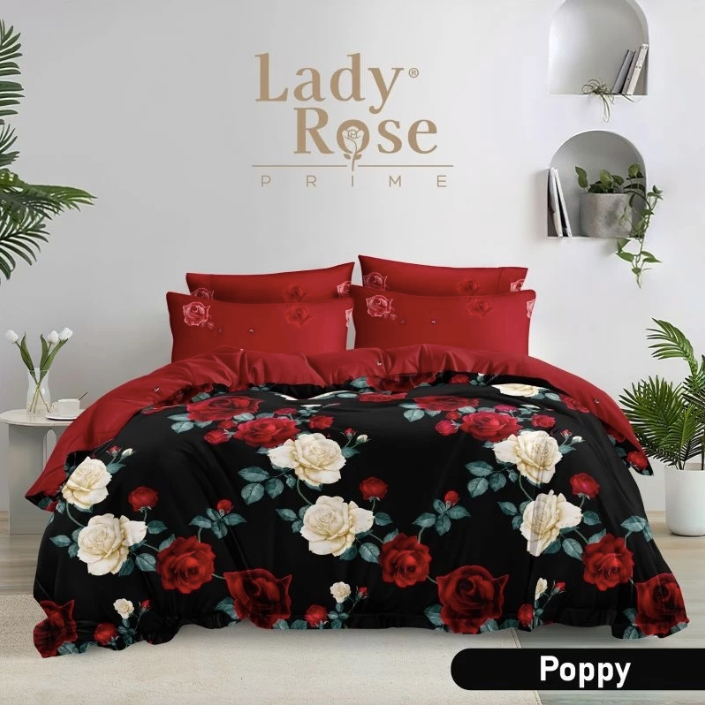 Bedcover Lady Rose 180 x 200 King Size ( 6 Kaki ) Bunga 3