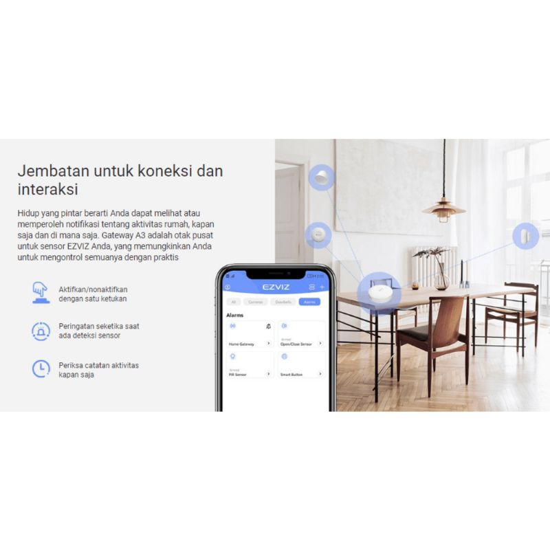 EZVIZ+A3 Smart Home Gateway+Pusat Kendali, Konektivitas Luas,Notifikasi Real-time