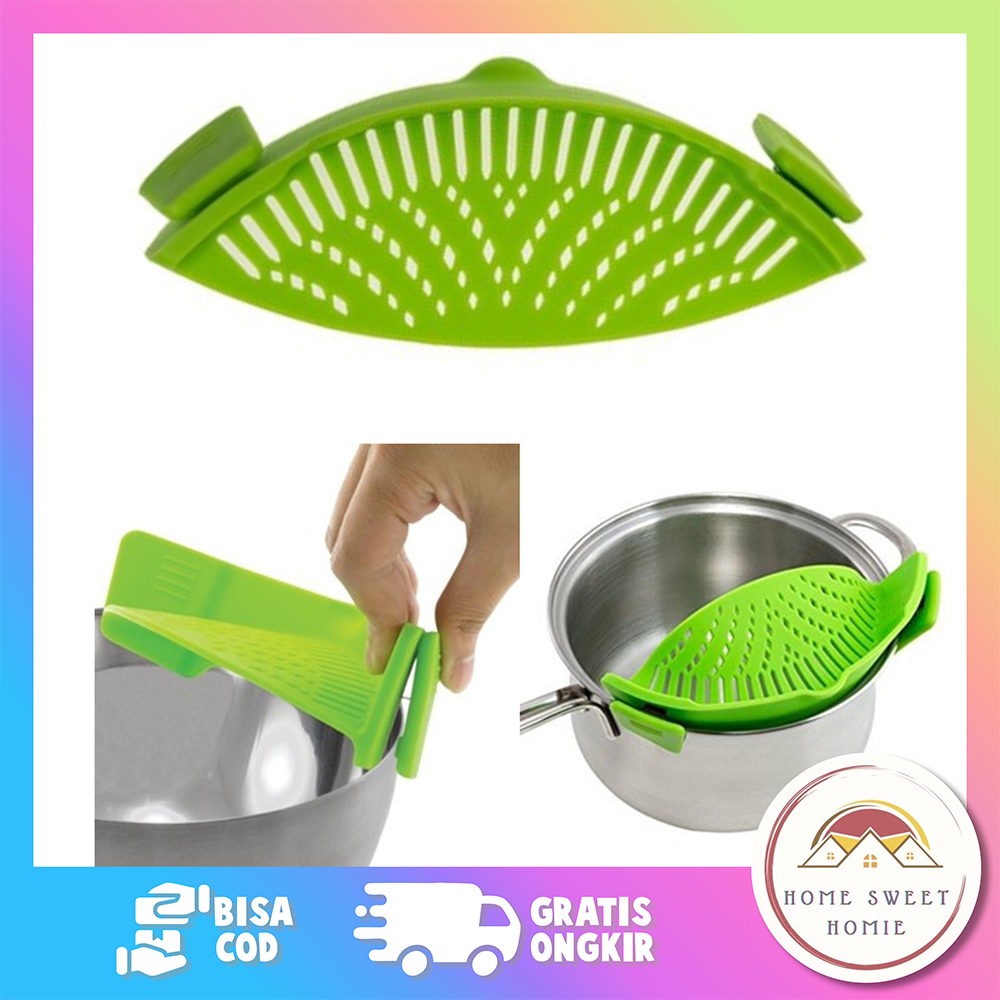 Penyaring Makanan Clip And Drain Tirisan Saringan Silicone Strainer/CORONG PANCI TAHAN PANAS BESAR