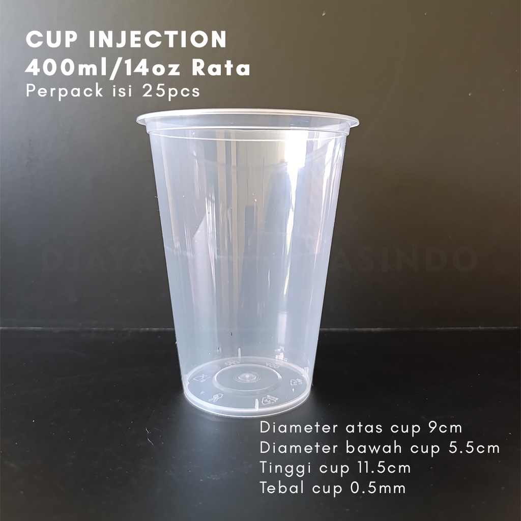 Cup Injection 400ml 14oz Tebal Gelas Plastik Thinwall Cup Injection Rata Isi 25 Pcs