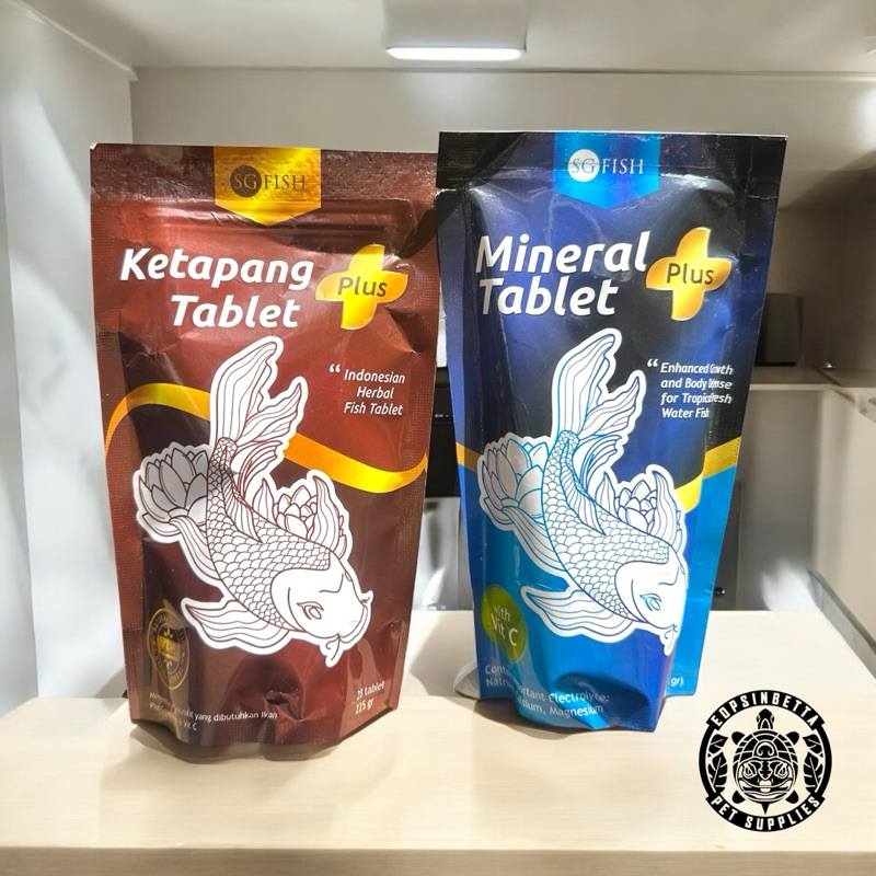 SG Fish Ketapang Tablet dan Mineral Tablet plus Vitamin C Obat Kondisioner Air Ikan