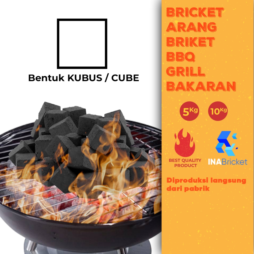 Arang Briket Kubus Batok Kelapa Kualitas Ekspor