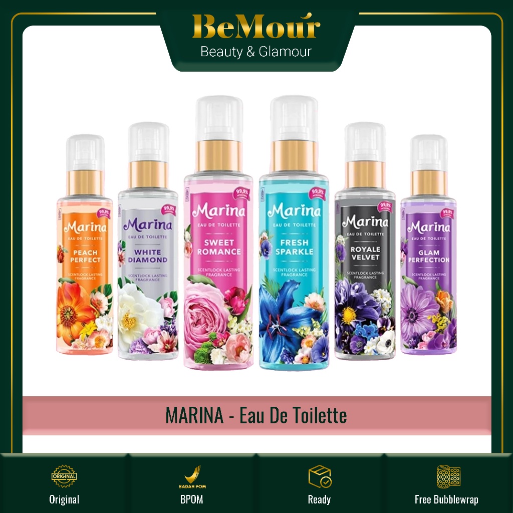 MARINA - EAU DE TOILETTE SERIES ( 150 ml ) - Perfume EDT Harum Wangi Bunga Mewah Fresh Sparkle | Gla