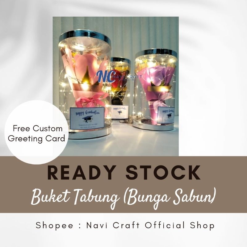 buket mika tabung kado wisuda hadiah ulang tahun lampu tidur led